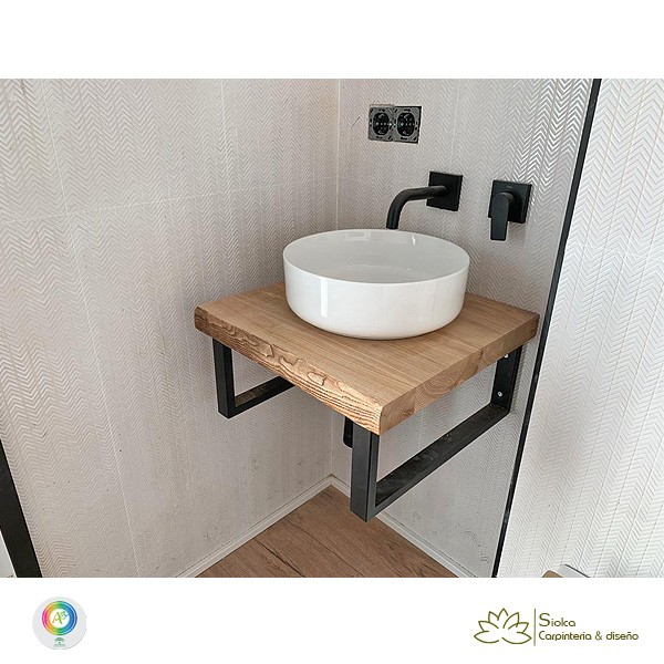 Encimera de baño en madera de olivo Fedra