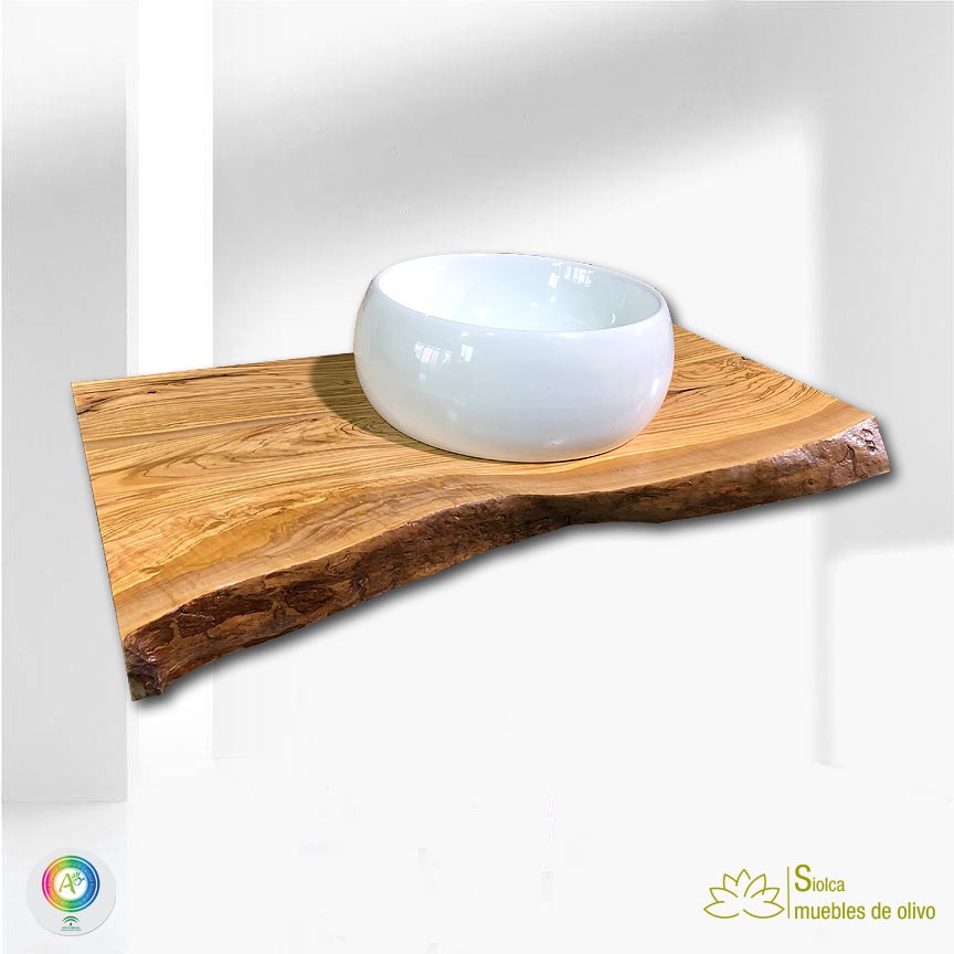 Encimera de lavabo en madera de olivo Hatria