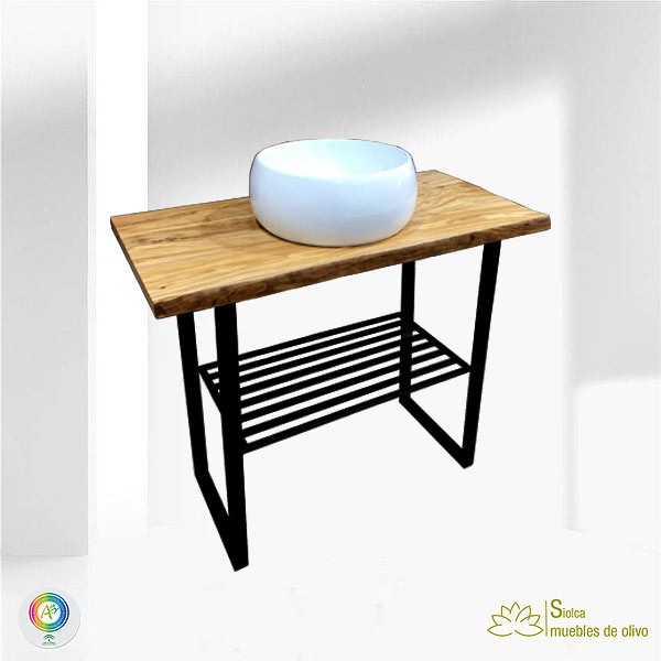 Encimera de olivo para baño Elani