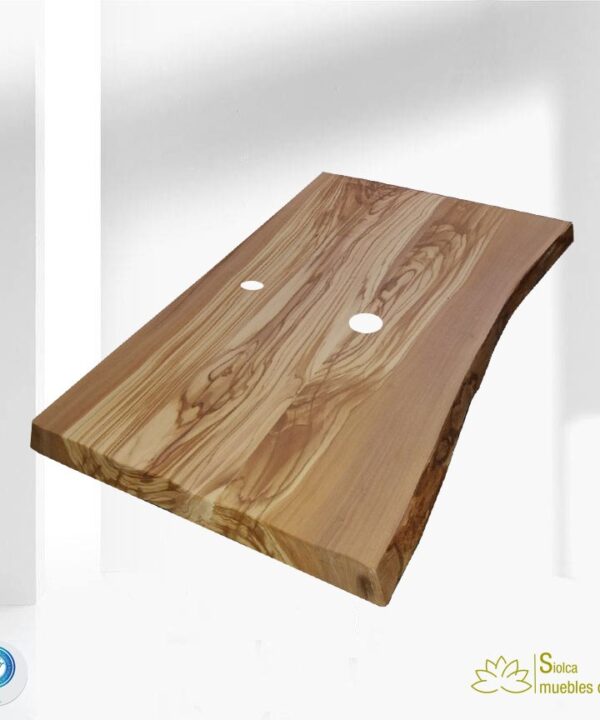 Encimera para lavabo en madera de olivo Kassandra