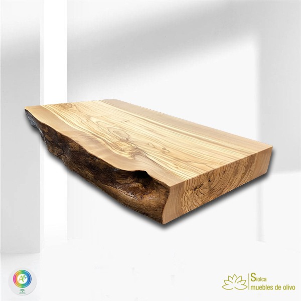 Encimera rústica de baño en madera de olivo Isaura