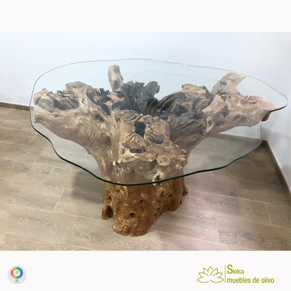 Mesa central de tronco de olivo Galena