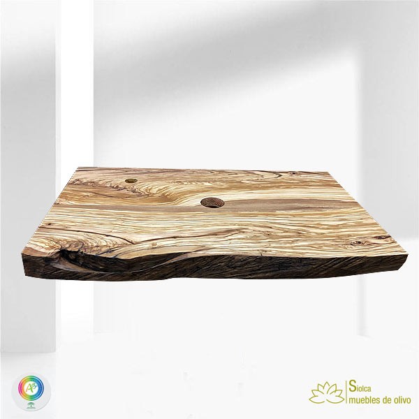 Encimera de lavabo rústica en madera de olivo Electra - Muebles Siolca