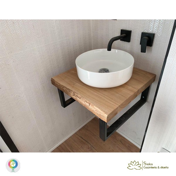 Encimera de baño en madera de olivo Fedra - Imagen 2