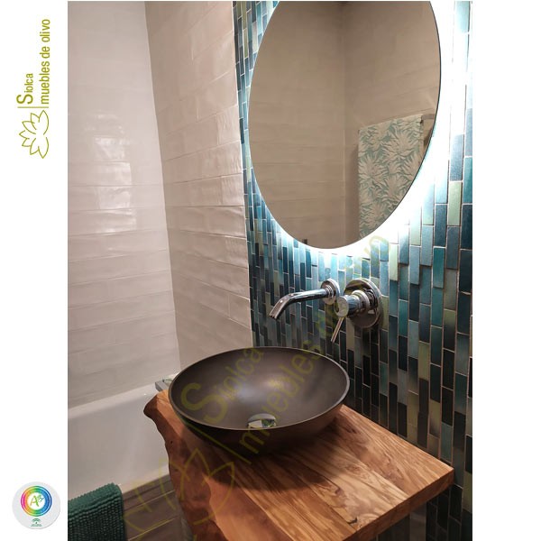 Encimera de baño en madera de olivo Sísifo - Imagen 3