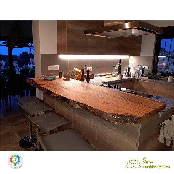 Encimera de cocina en madera de olivo Cíclope