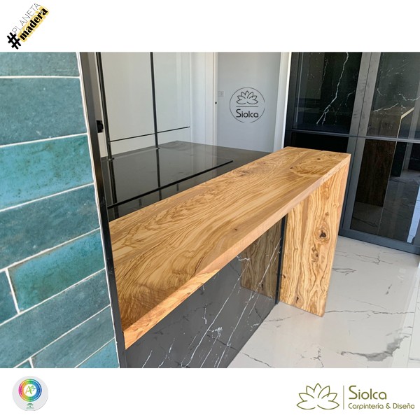 Encimera de cocina en madera de olivo Hefesto