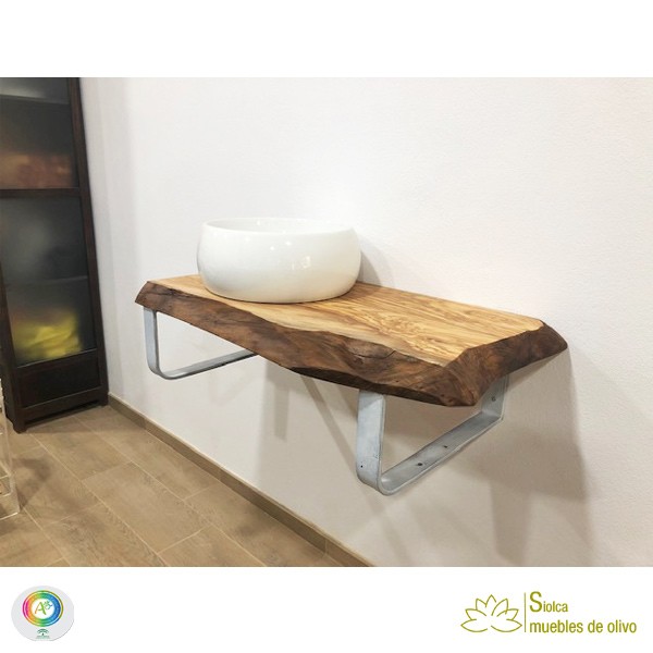 Encimera de lavabo en madera de olivo Amaranda