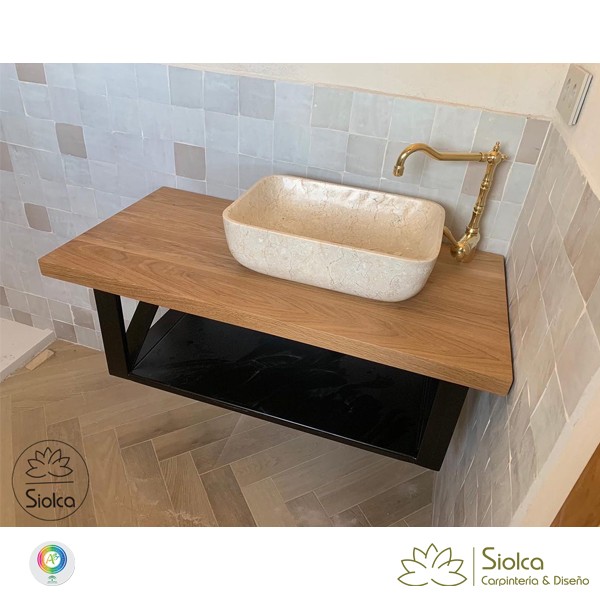 Encimera de lavabo en madera de olivo Juno