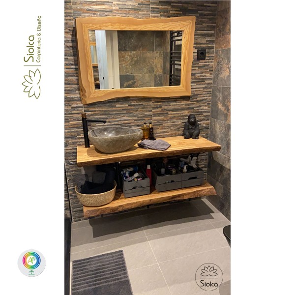 Encimera de lavabo en madera de olivo Teuras