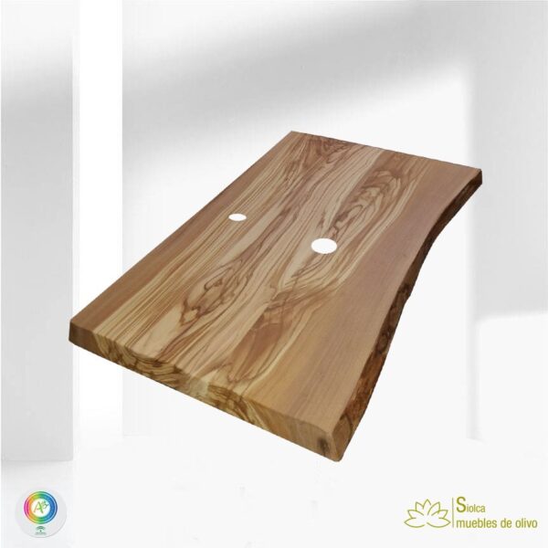 Encimera para lavabo en madera de olivo Kassandra