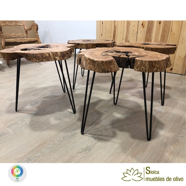 Mesa auxiliar de tronco de olivo Eax. - Imagen 2