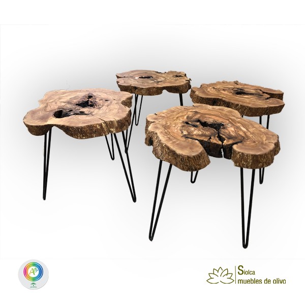 Mesa auxiliar de tronco de olivo Eax. - Imagen 3
