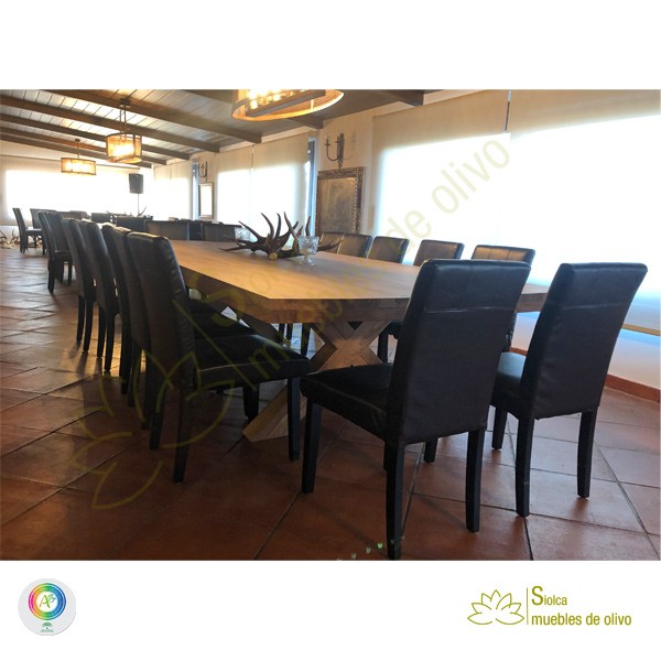 Mesa de comedor en cruz en madera de olivo Adonis - Imagen 2