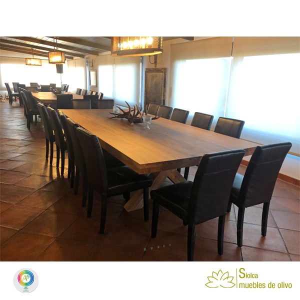 Mesa de comedor en cruz en madera de olivo Adonis - Imagen 3