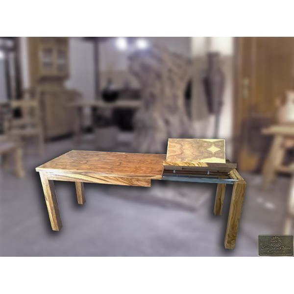 Mesa extensible en madera de olivo