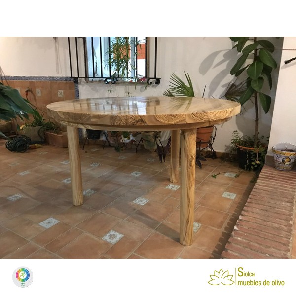Mesa redonda en madera de olivo Poseidón - Imagen 2