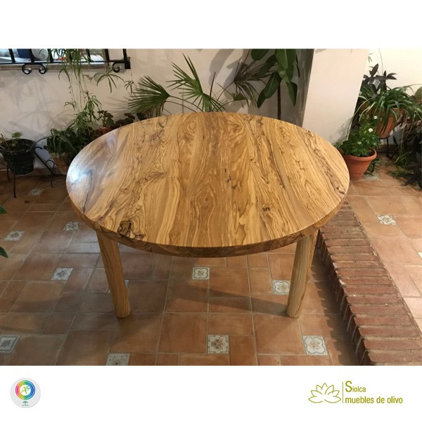 Mesa redonda en madera de olivo Poseidón - Imagen 3
