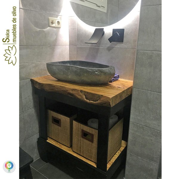 Mueble de lavabo en madera de olivo Edipo